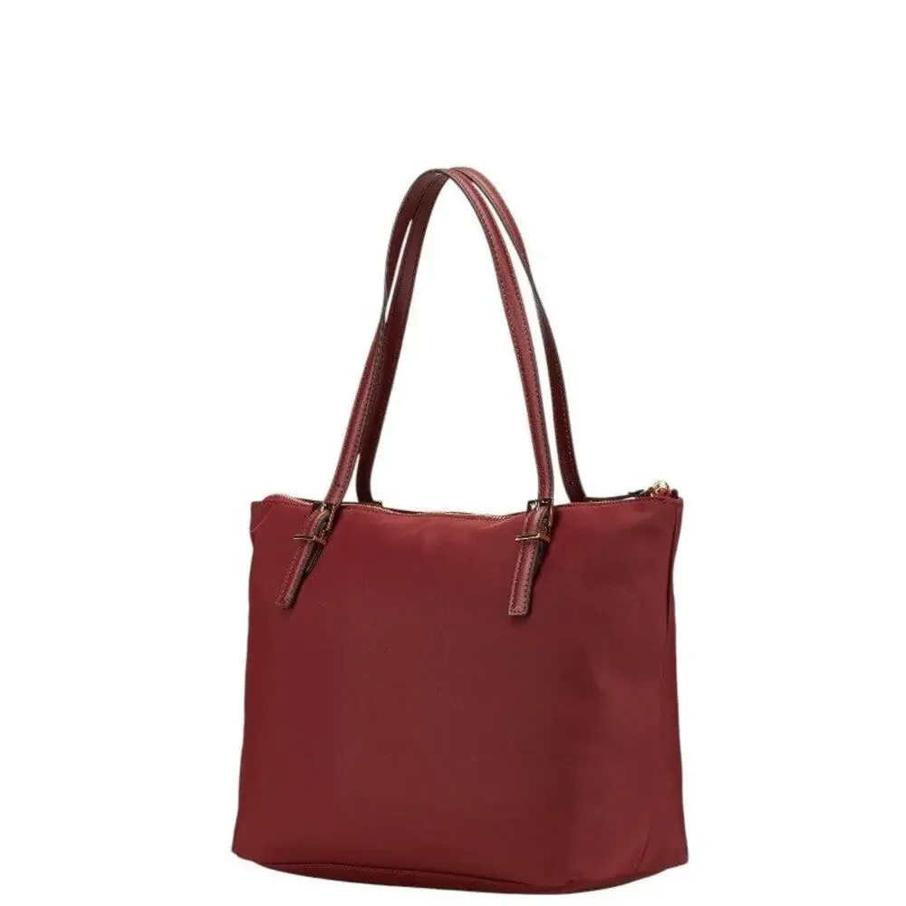 Kate Spade Nylon Leather Logo Tote Bag Burgundy